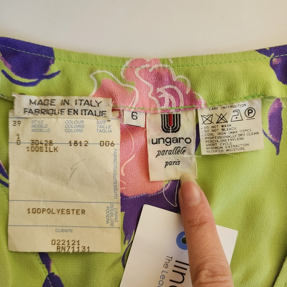 GFT Donna SpA Gruppo Ungaro Paralelle Vintage Green Floral top - Picture 4 of 5
